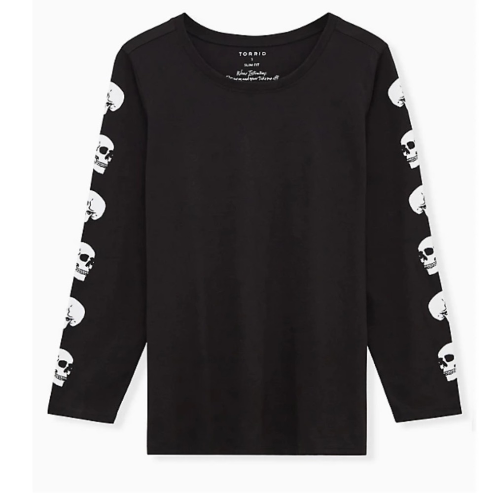 Torrid Skull Head Long Sleeve Slim Fit Tee - Picture 3 of 7